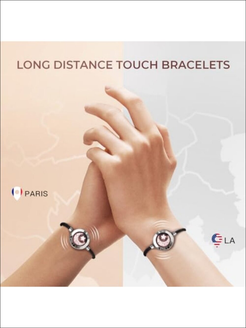 Smart Long Distance Touch Bracelet Set Couples Adjustable Rope - Picture 2 of 5